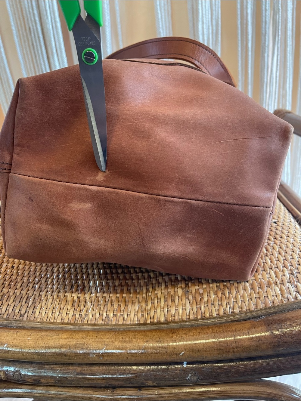Parker Clay Leather Tote bag Rust Brown classic Open Top design - Picture 12 of 16